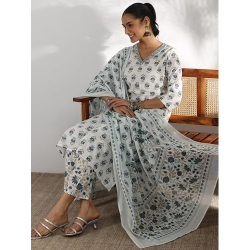 Libas Women's Pure Cotton Kurta Set (48995_White