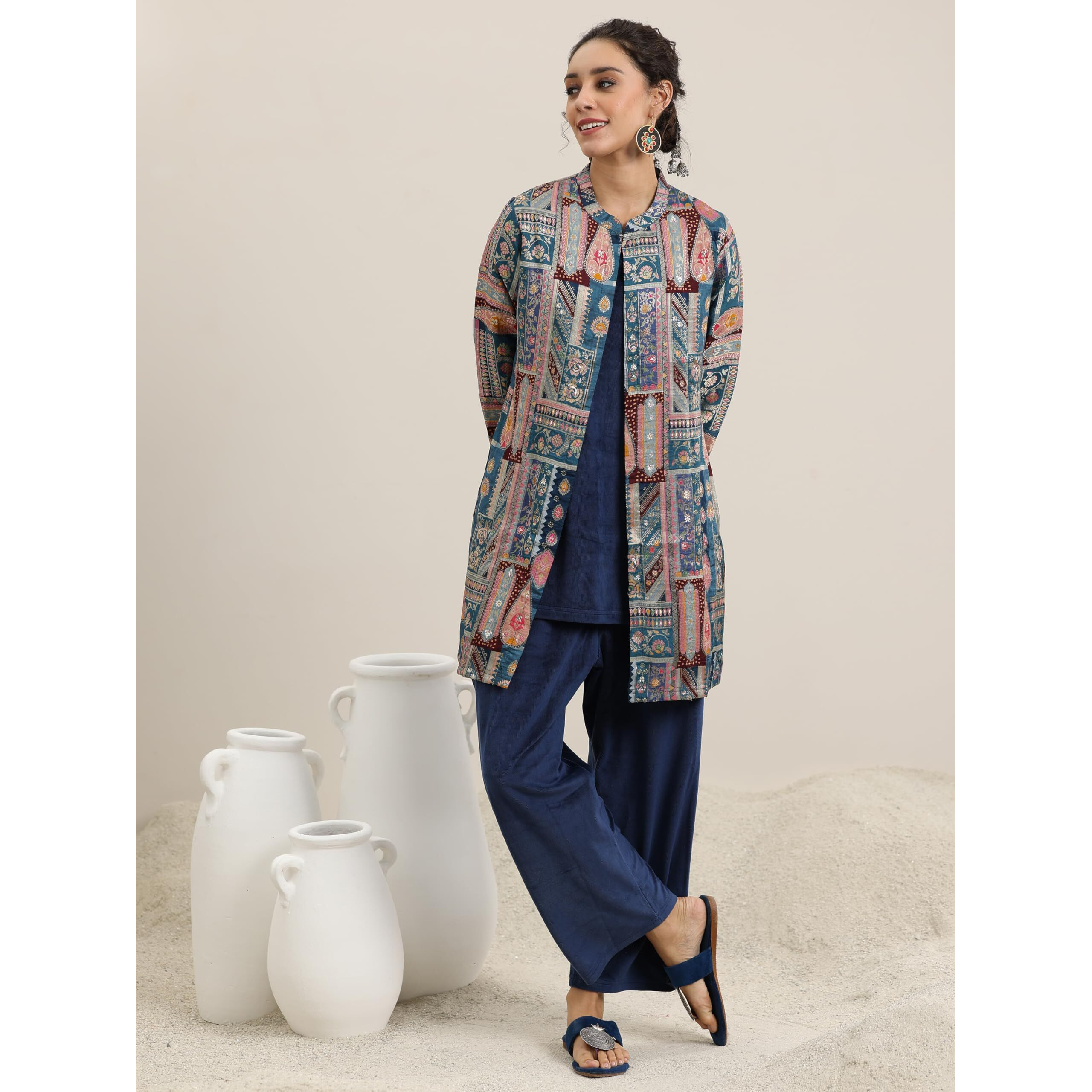 Libas Women's Velvet Co Ord Set (49033W_Blue