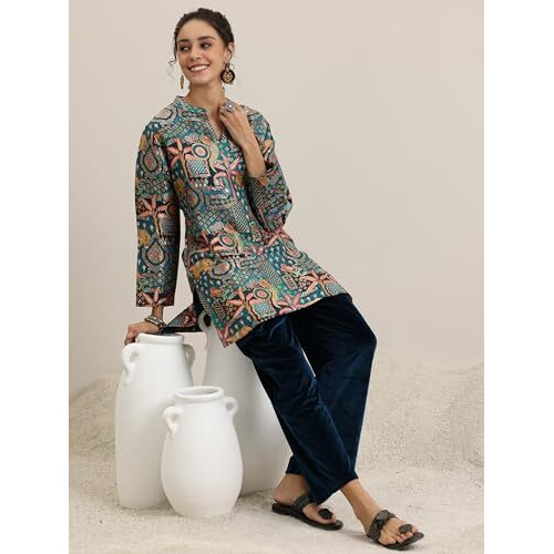 Libas Womens Printed Silk Blend Co-Ord Set For Women