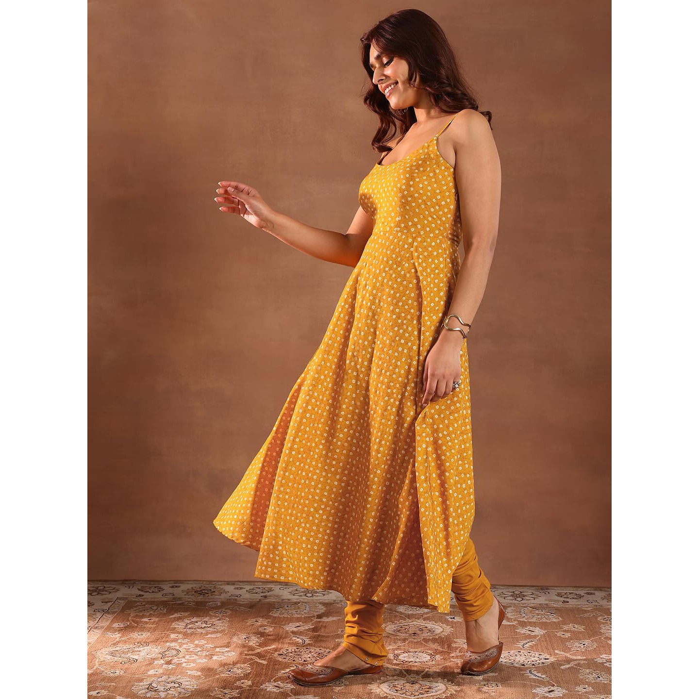 Libas Women's Rayon Bandhani Kurta Set (36896 Mustard