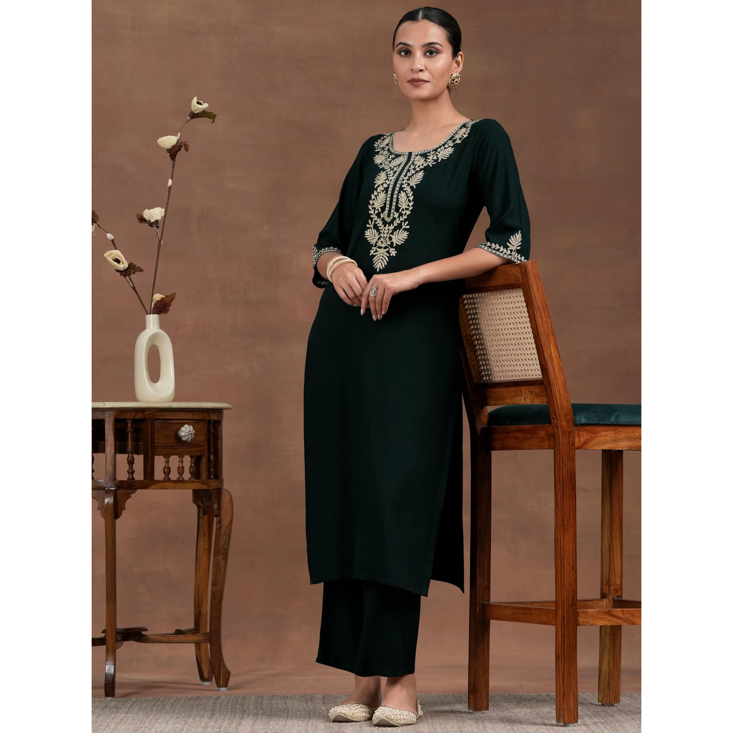 Libas Women's Viscose Rayon Yoke Design Kurta Set (36900 Green