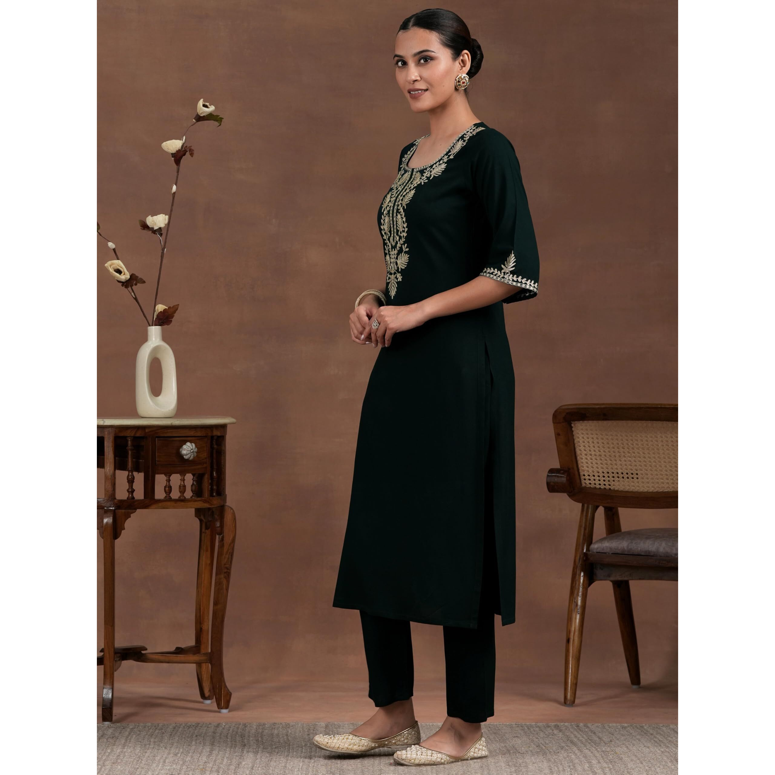 Libas Women's Viscose Rayon Yoke Design Kurta Set (36900 Green