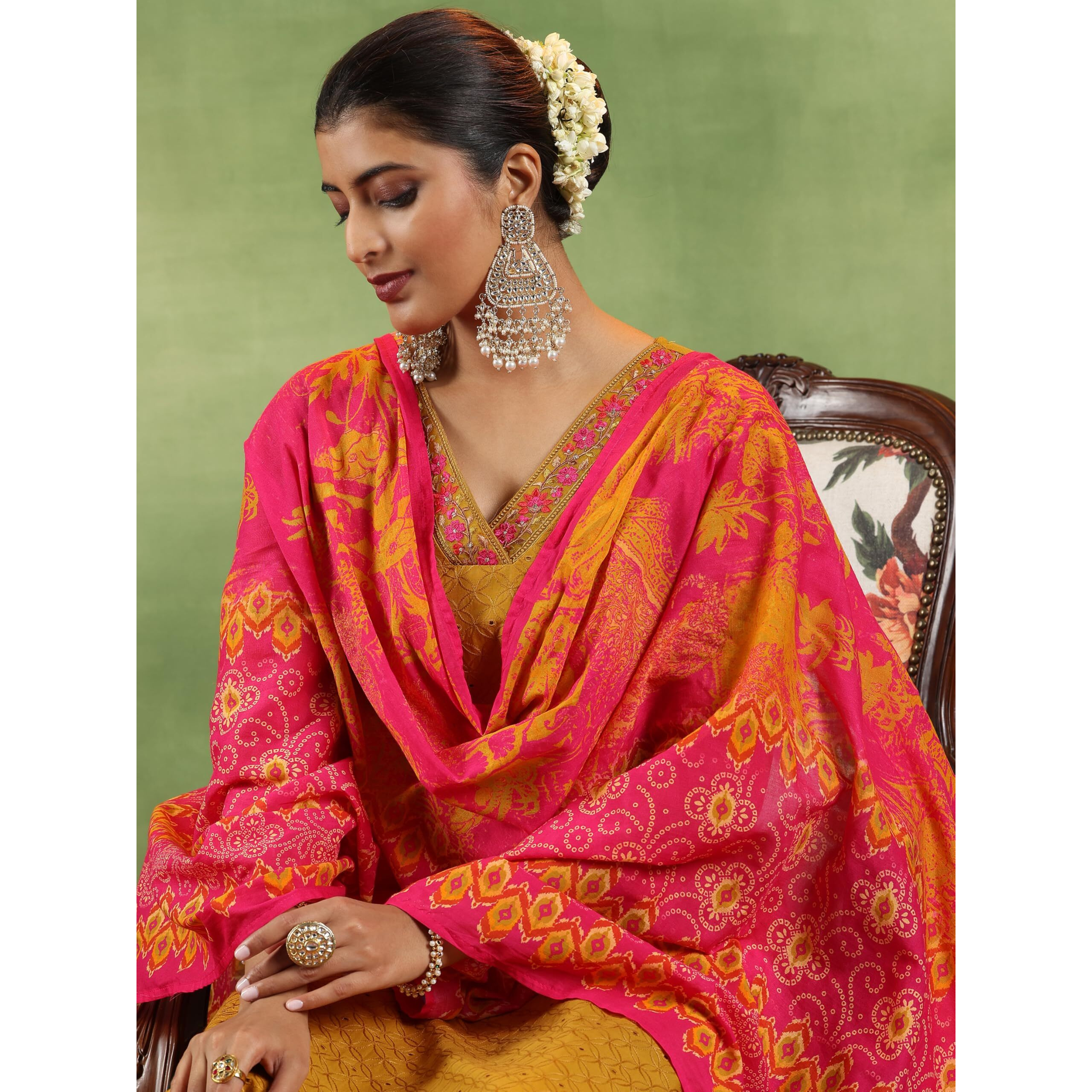 Libas Women's Pure Cotton Kurta Set (49143_Mustard