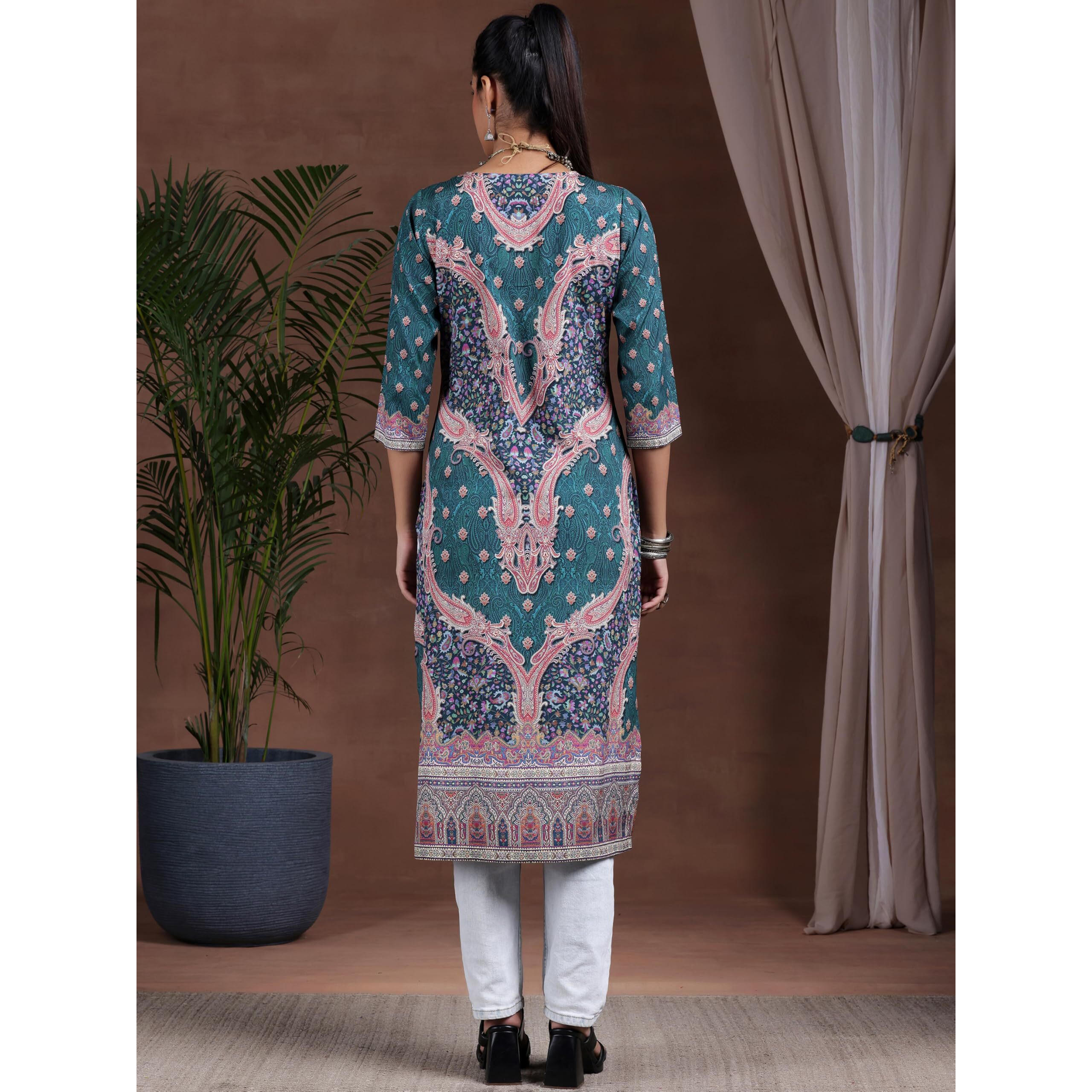 Libas Women's Crepe Regular Kurta (29250_Blue