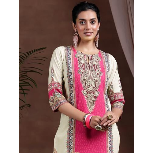 Libas Women's Crepe Regular Kurta (29252_Beige