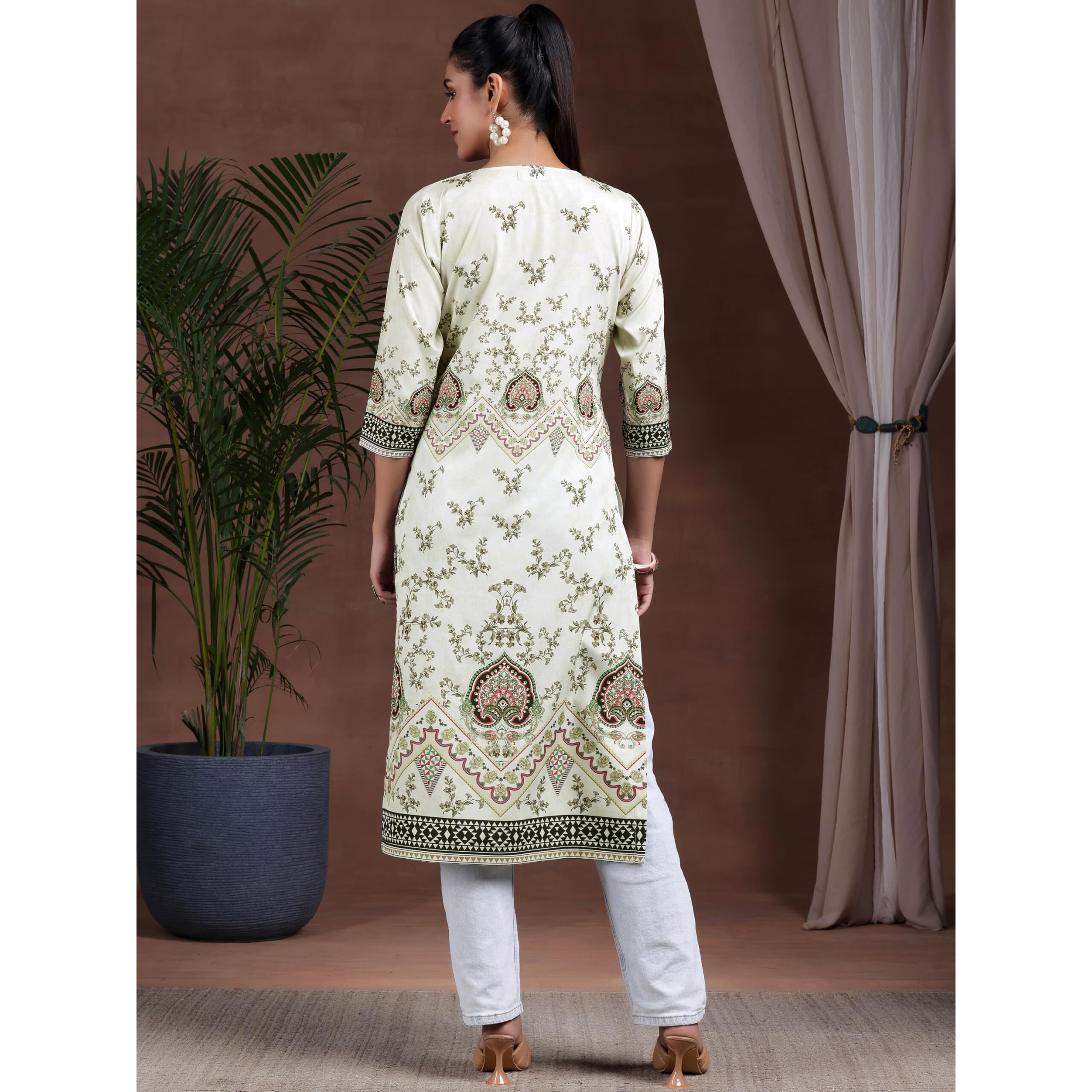 Libas Women's Crepe Regular Kurta (29253_Beige
