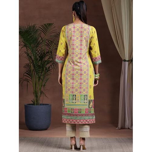 Libas Women's Crepe Regular Kurta (29259_Mustard