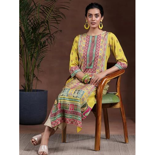 Libas Women's Crepe Regular Kurta (29259_Mustard