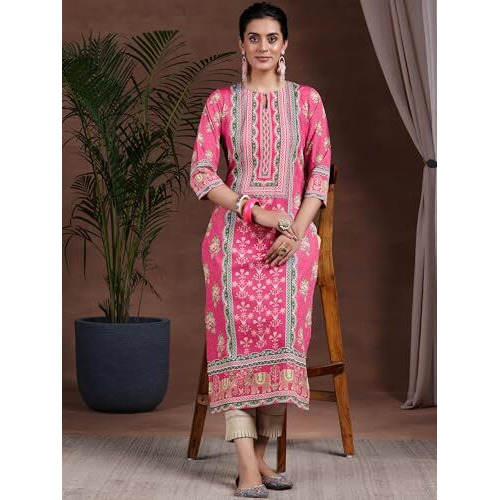 Libas Women's Crepe Regular Kurta (29260_Peach