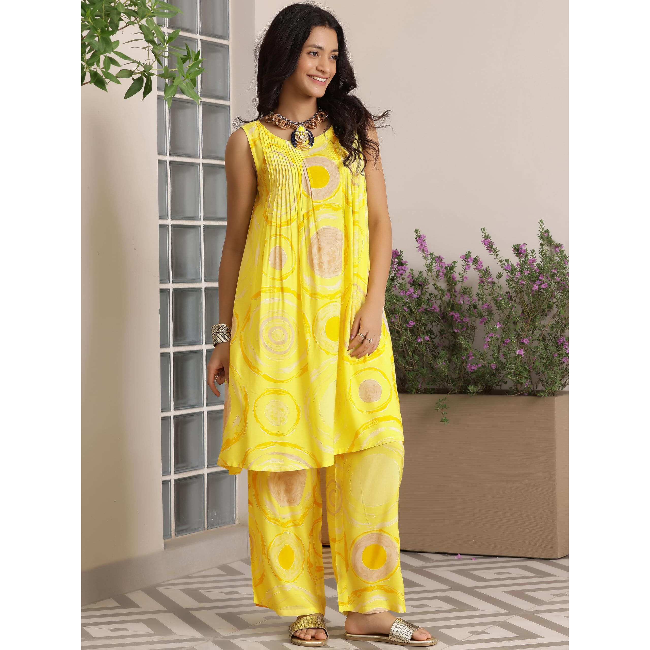 Libas Womens Printed Silk Blend Co-Ord Set For Women