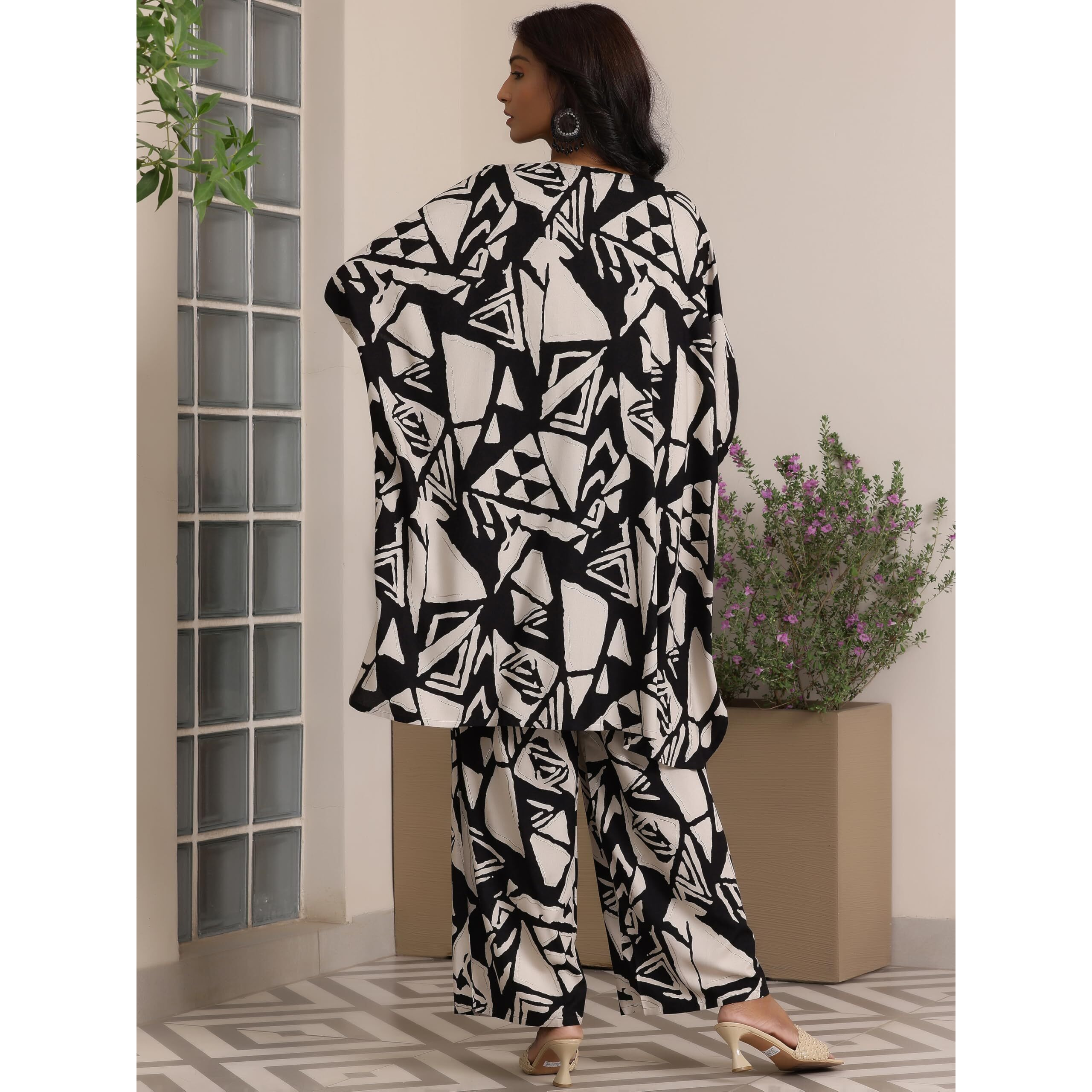 Libas Women Viscose Rayon Printed Co Ord Set (39015, Black, Medium
