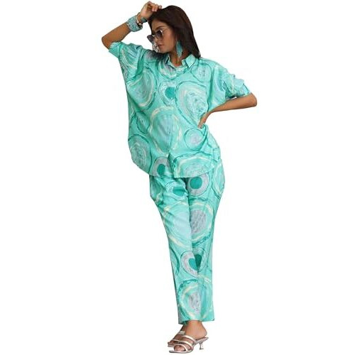 Libas Womens Printed Silk Blend Co-Ord Set For Women