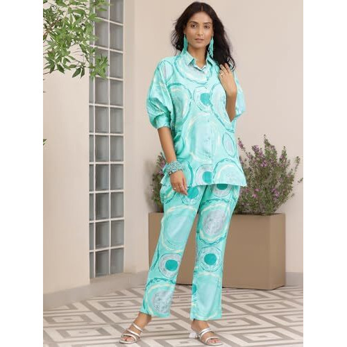 Libas Womens Printed Silk Blend Co-Ord Set For Women
