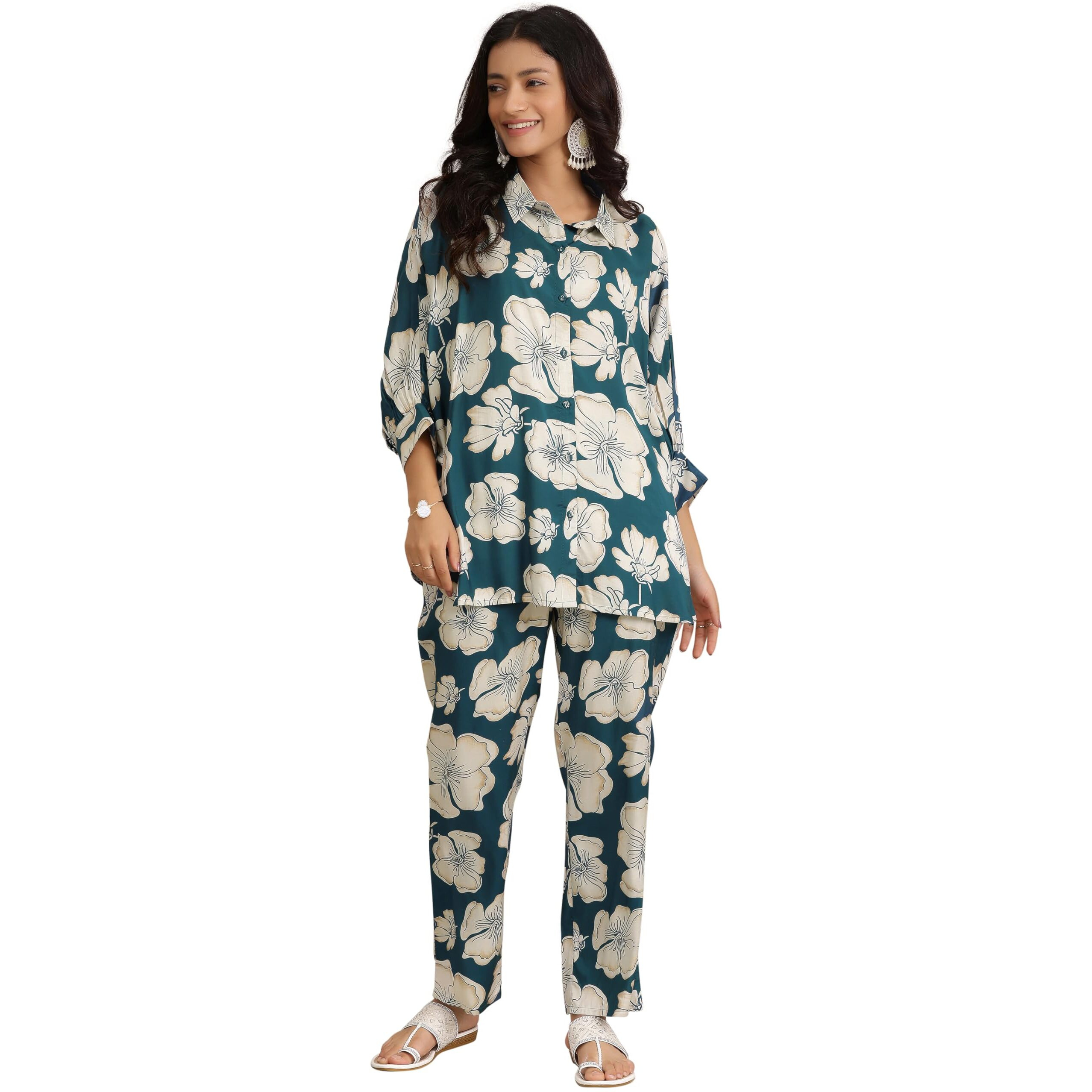 Libas Womens Printed Silk Blend Co-Ord Set For Women