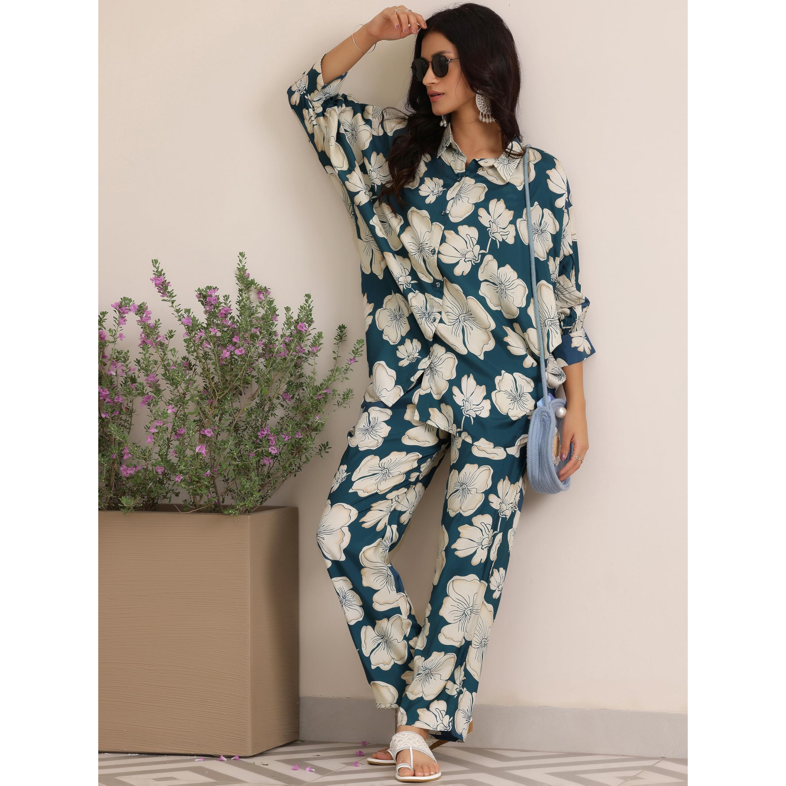 Libas Womens Printed Silk Blend Co-Ord Set For Women