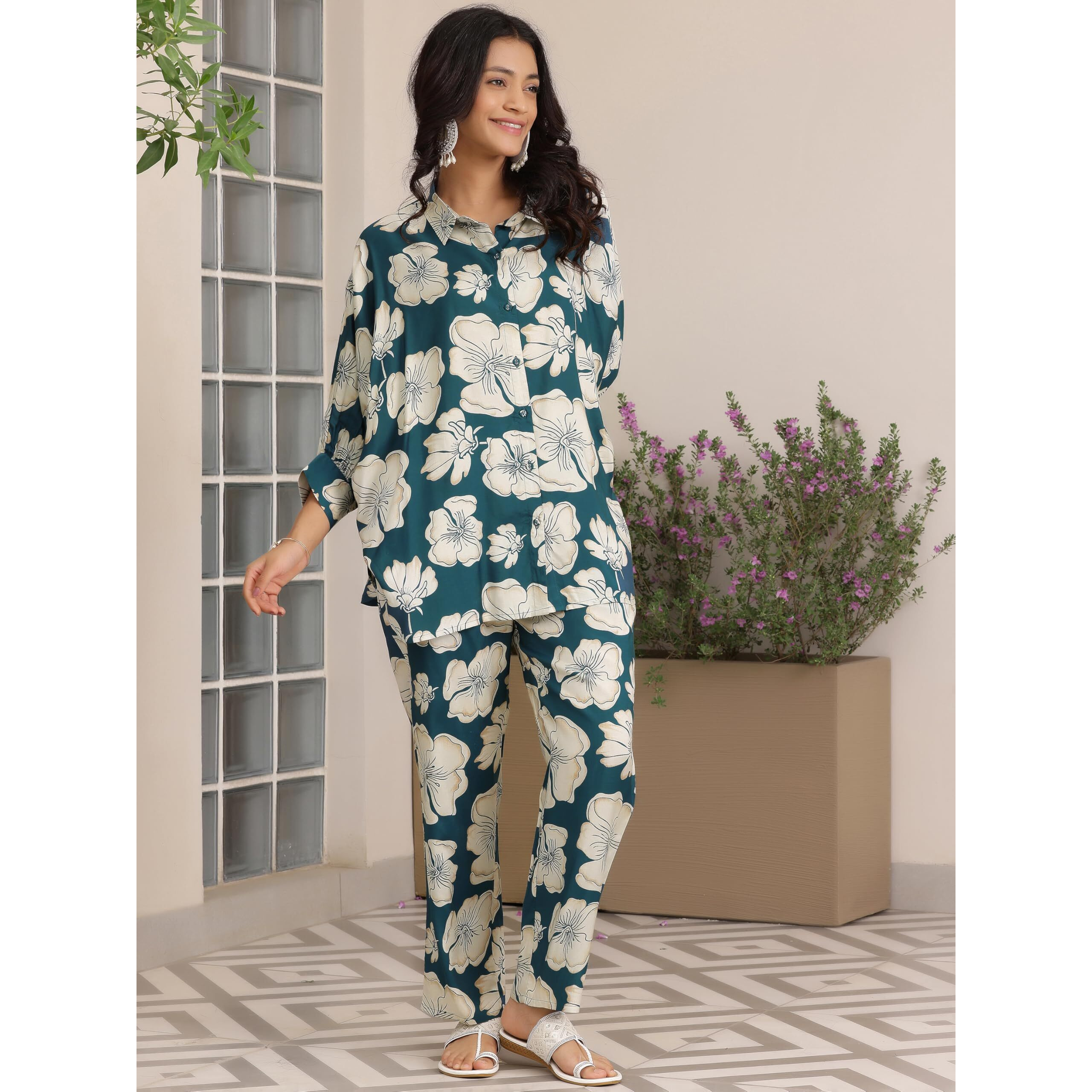 Libas Womens Printed Silk Blend Co-Ord Set For Women