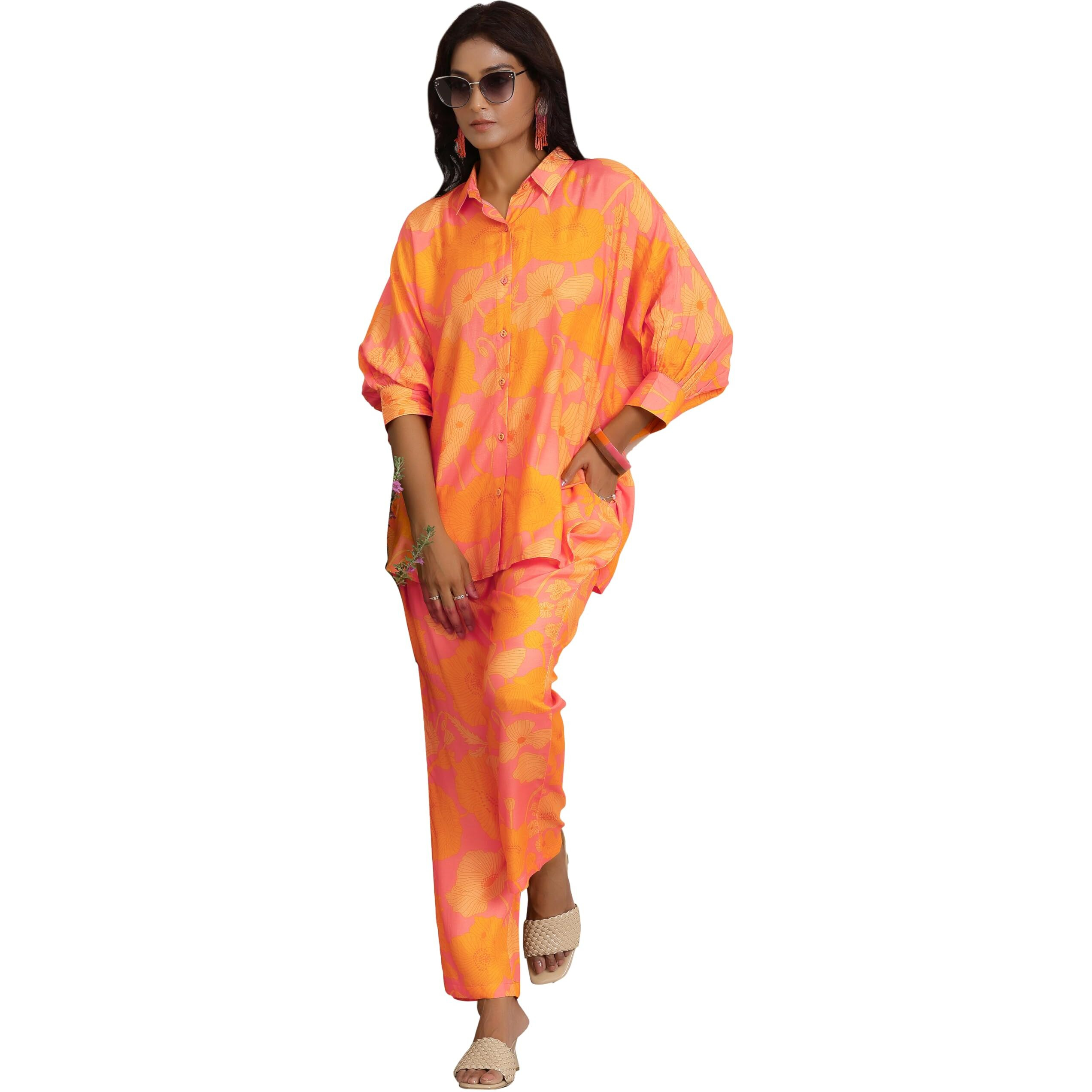Libas Womens Printed Silk Blend Co-Ord Set For Women