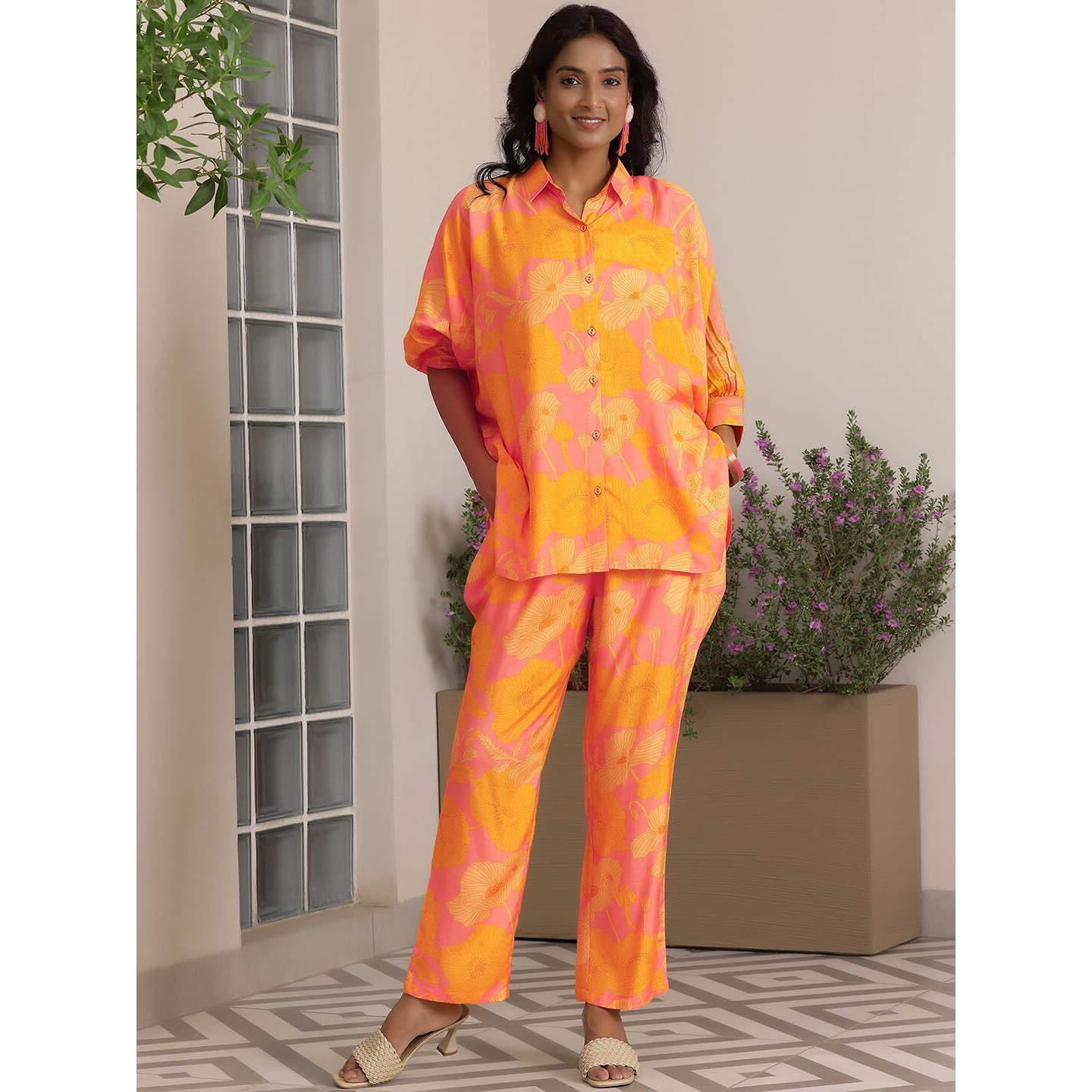 Libas Womens Printed Silk Blend Co-Ord Set For Women