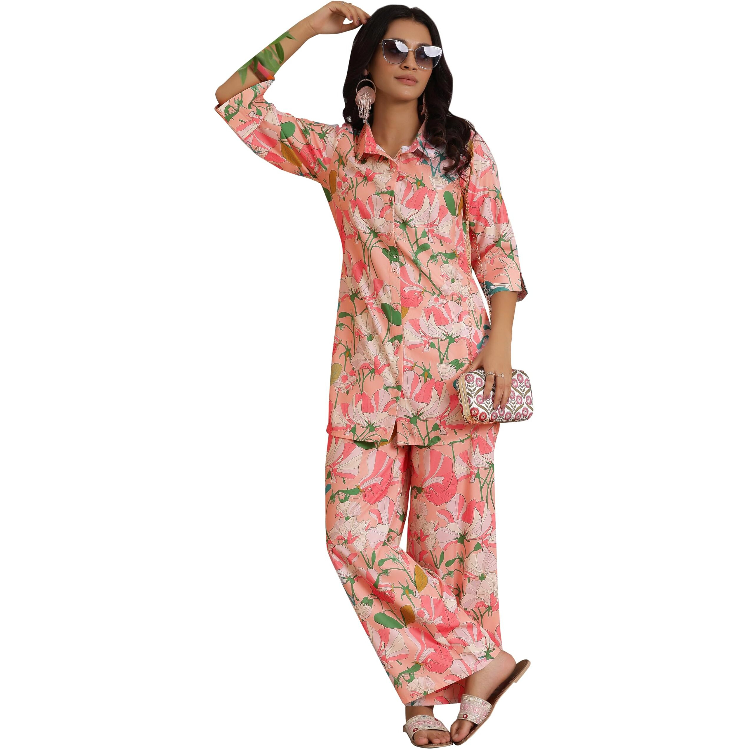 Libas Womens Printed Silk Blend Co-Ord Set For Women