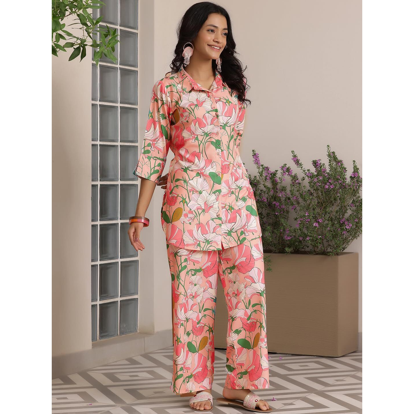 Libas Womens Printed Silk Blend Co-Ord Set For Women