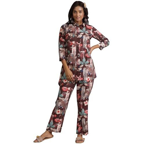 Libas Womens Printed Silk Blend Co-Ord Set For Women