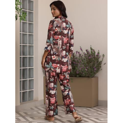 Libas Womens Printed Silk Blend Co-Ord Set For Women
