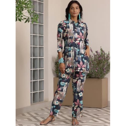 Libas Womens Printed Silk Blend Co-Ord Set For Women