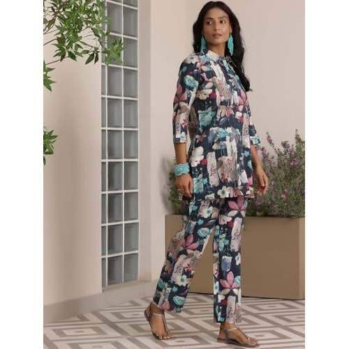 Libas Womens Printed Silk Blend Co-Ord Set For Women