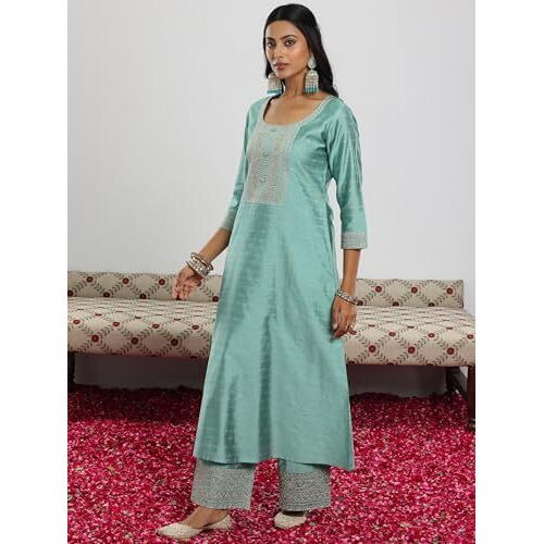 Libas Women's Chanderi Silk Kurta Set (49282