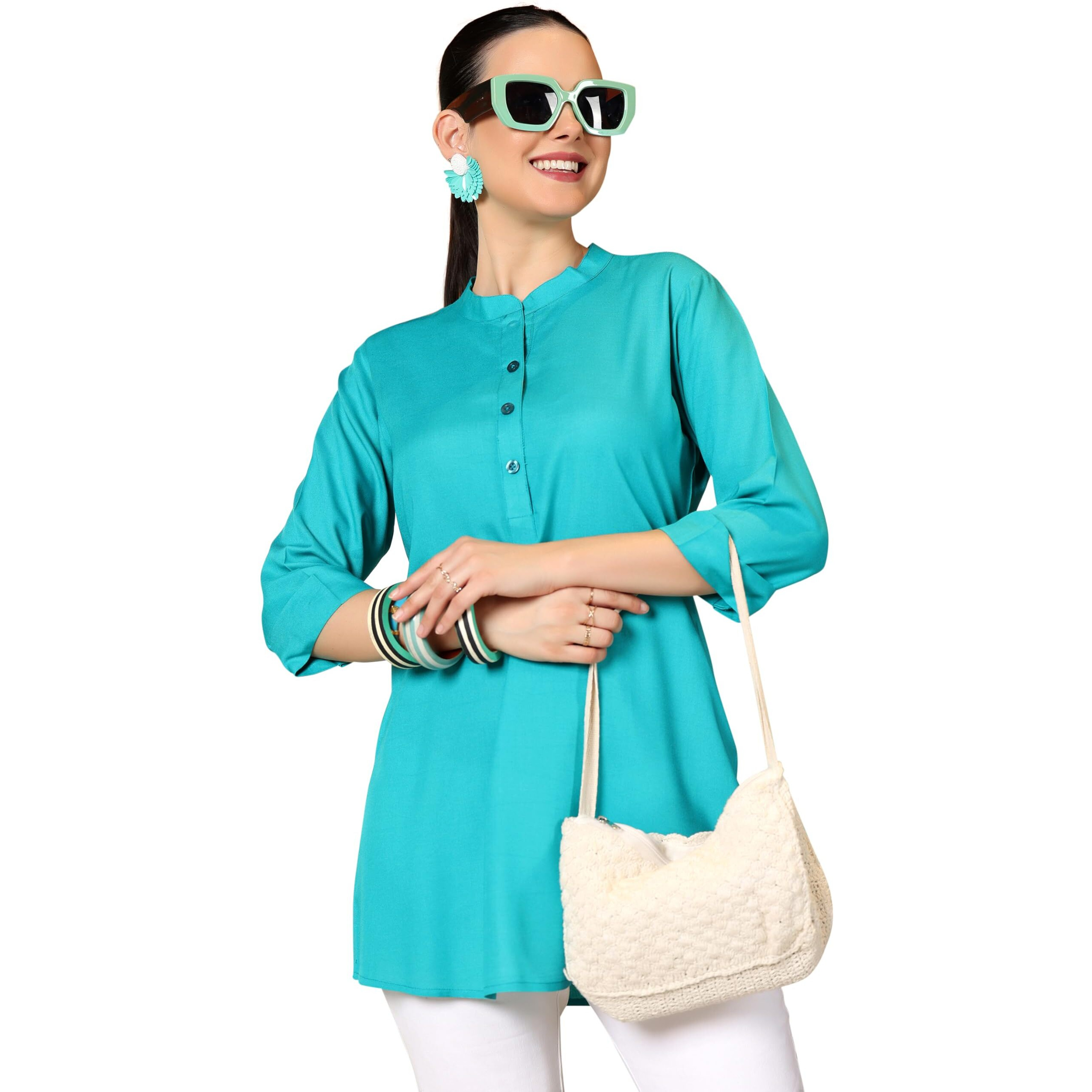 Libas Women's Straight Tunics (58215_Rama Turquoise Blue