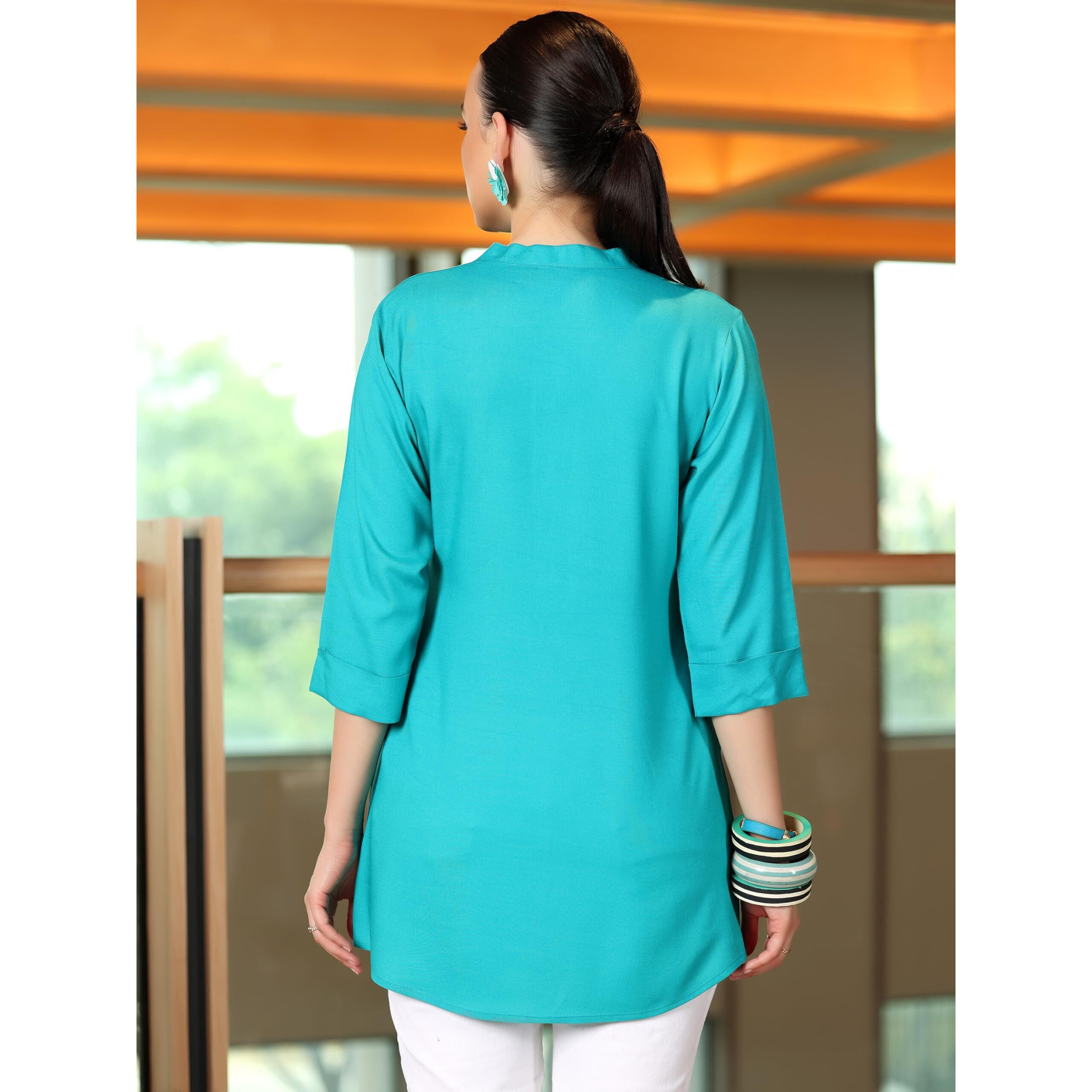 Libas Women's Straight Tunics (58215_Rama Turquoise Blue