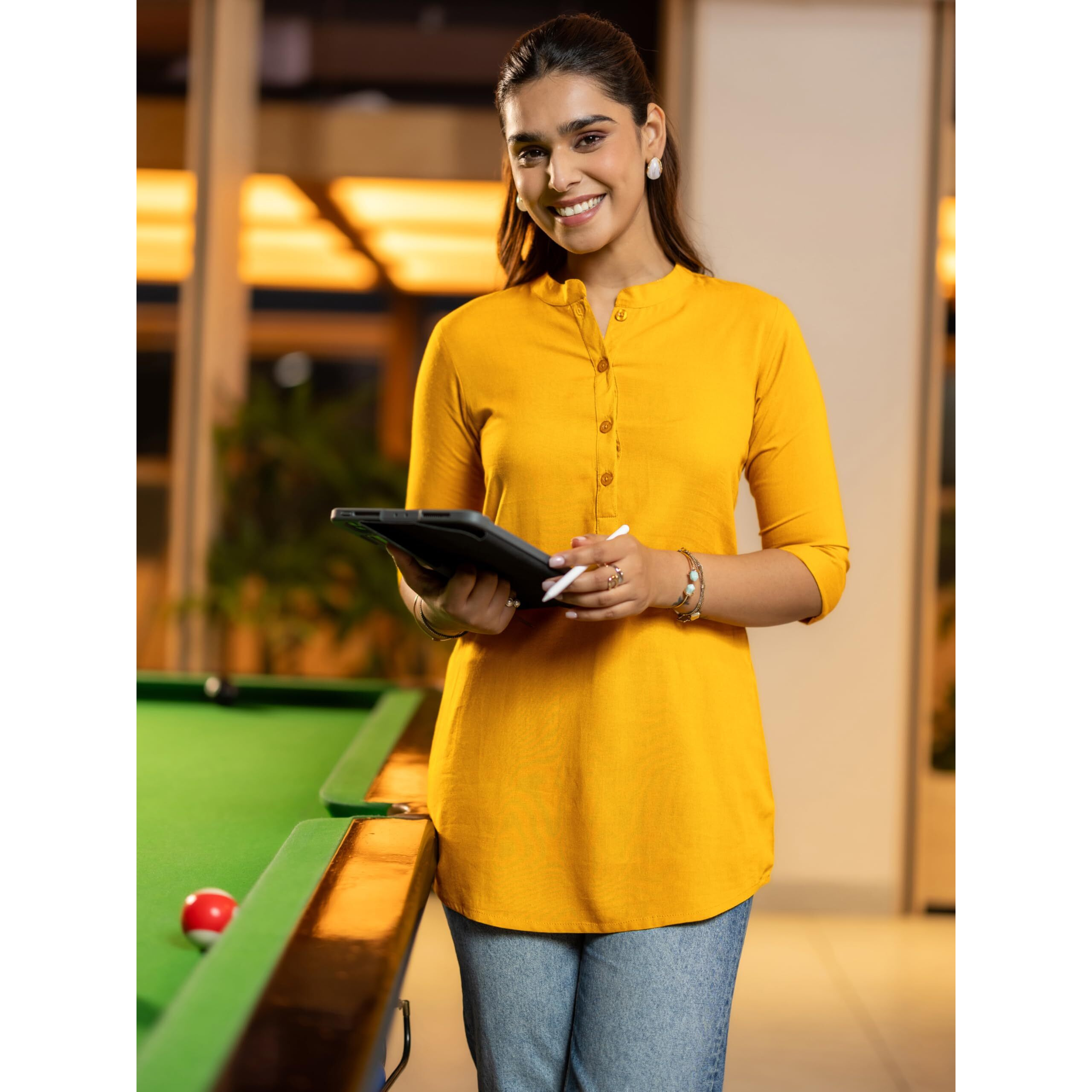 Libas Women's Straight Tunics (58228_Mustard