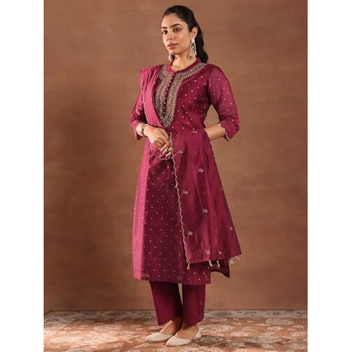 Libas Women's Chanderi Silk Kurta Set (49428