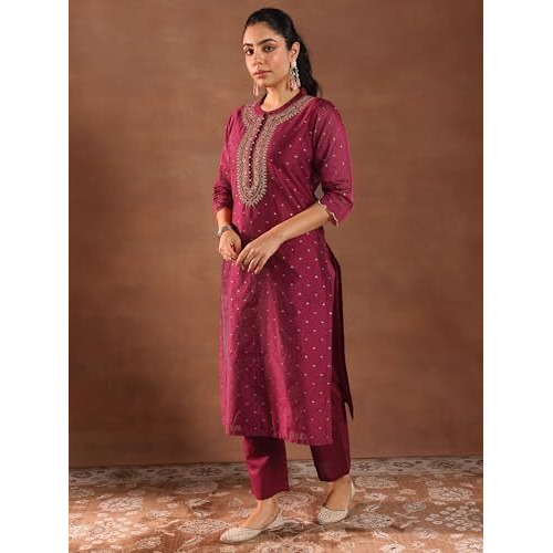Libas Women's Chanderi Silk Kurta Set (49428