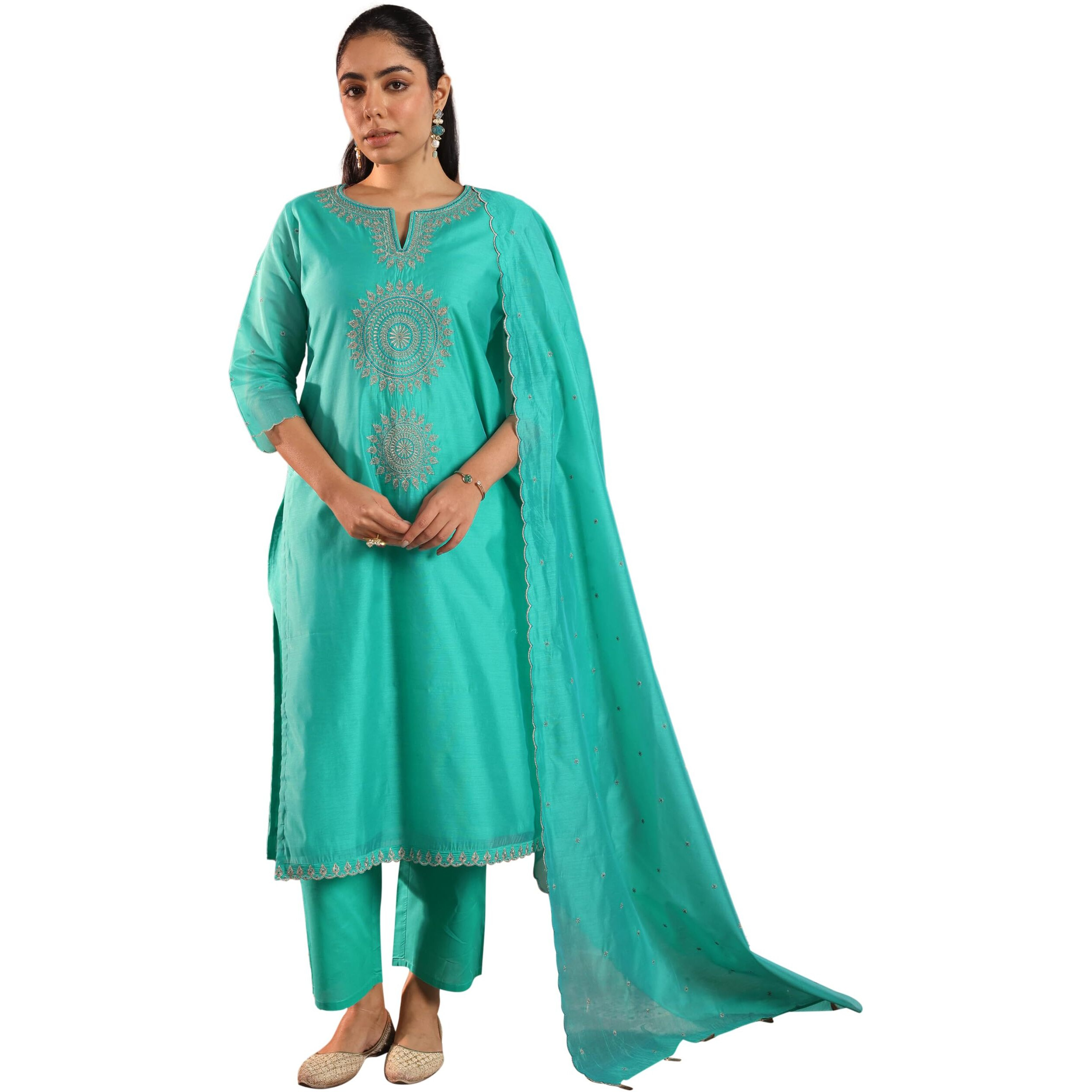 Libas Women's Chanderi Silk Kurta Set (49446
