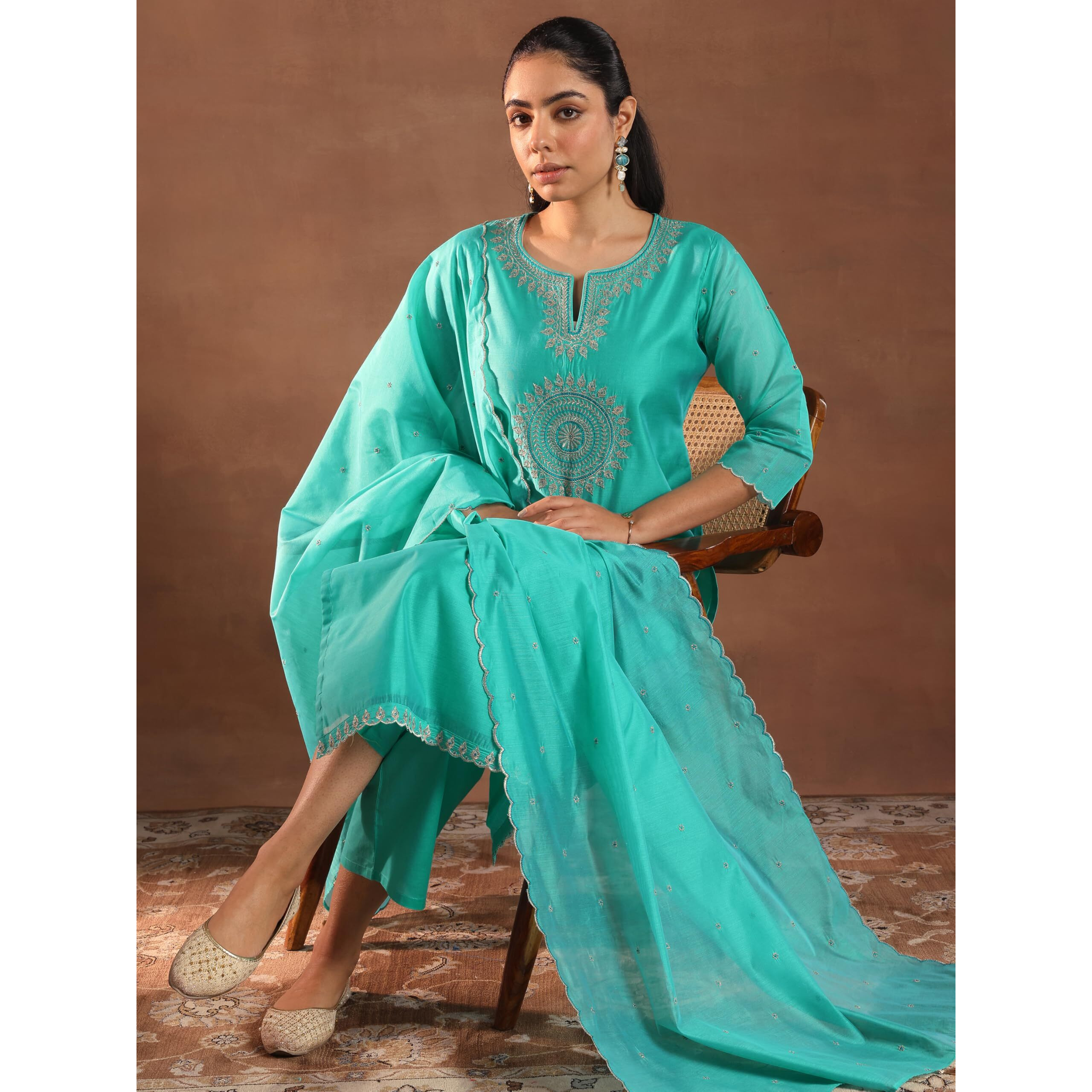 Libas Women's Chanderi Silk Kurta Set (49446