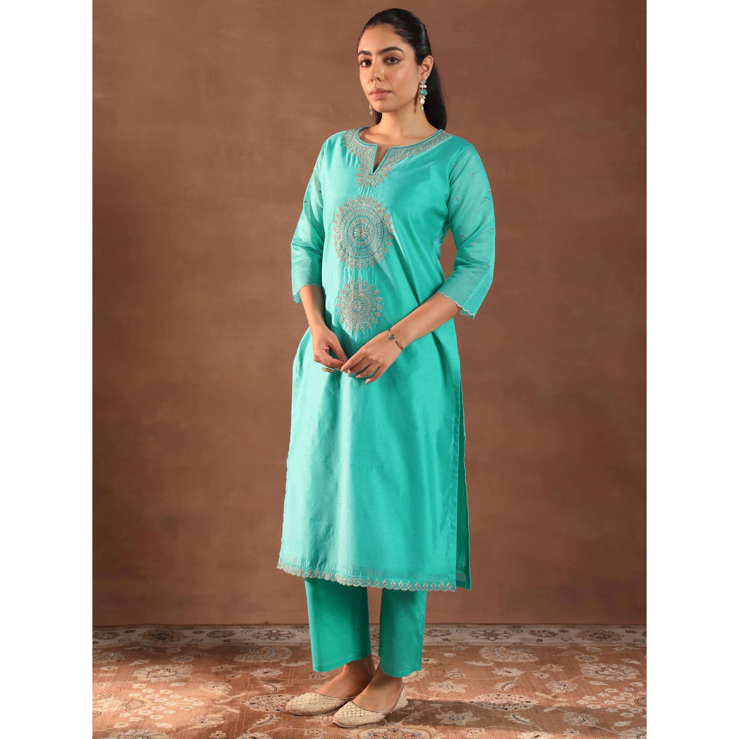 Libas Women's Chanderi Silk Kurta Set (49446