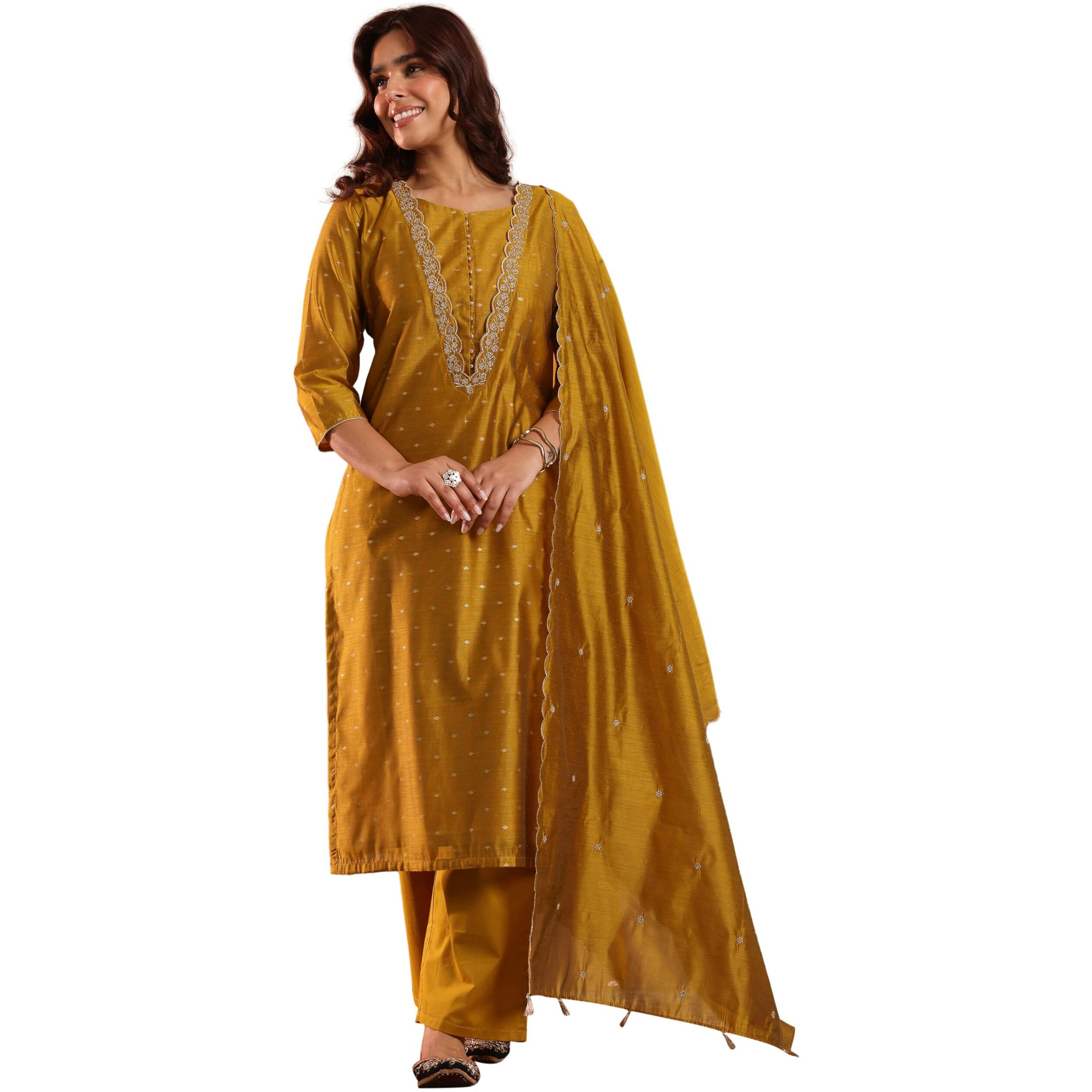 Libas Women's Chanderi Silk Kurta Set (49448