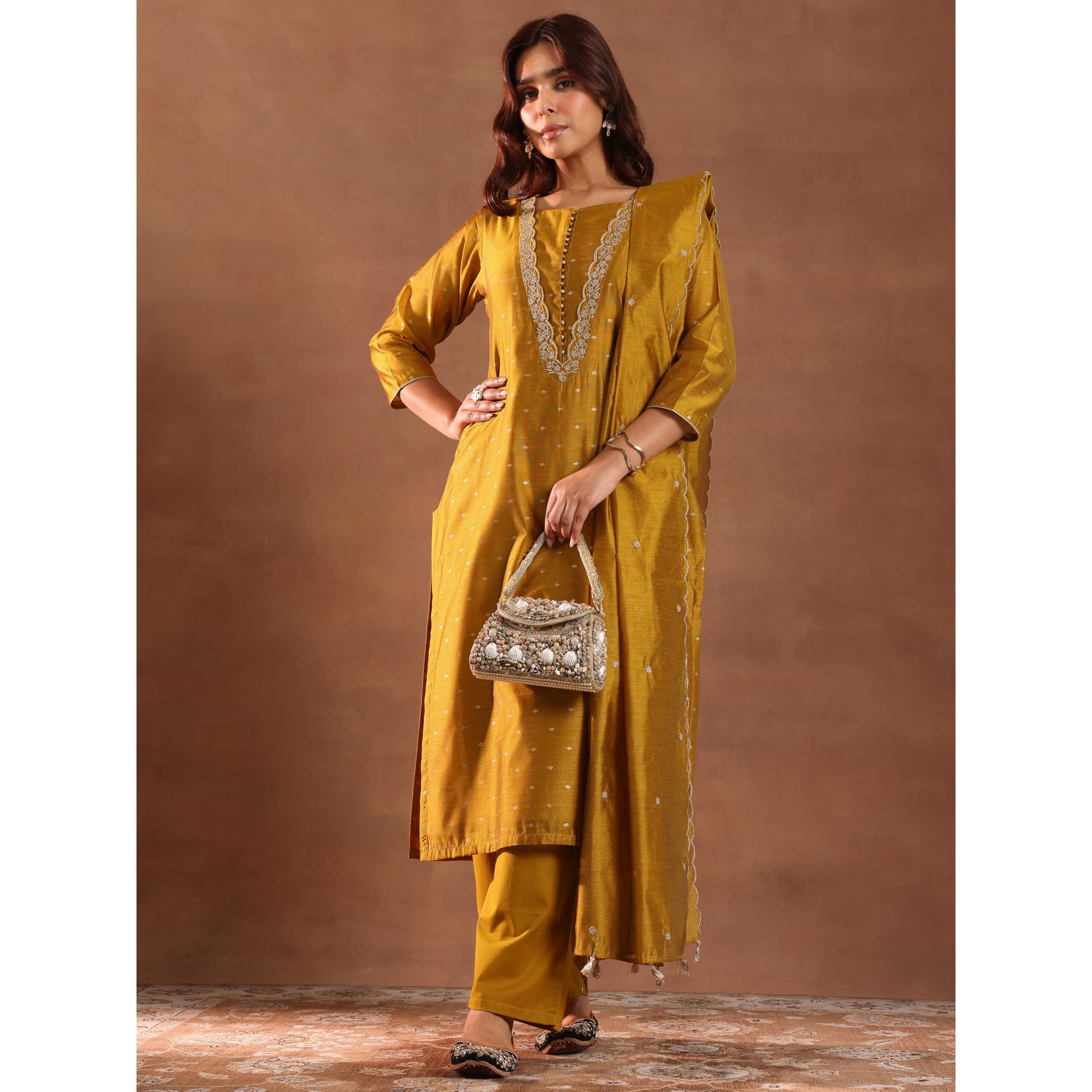 Libas Women's Chanderi Silk Kurta Set (49448