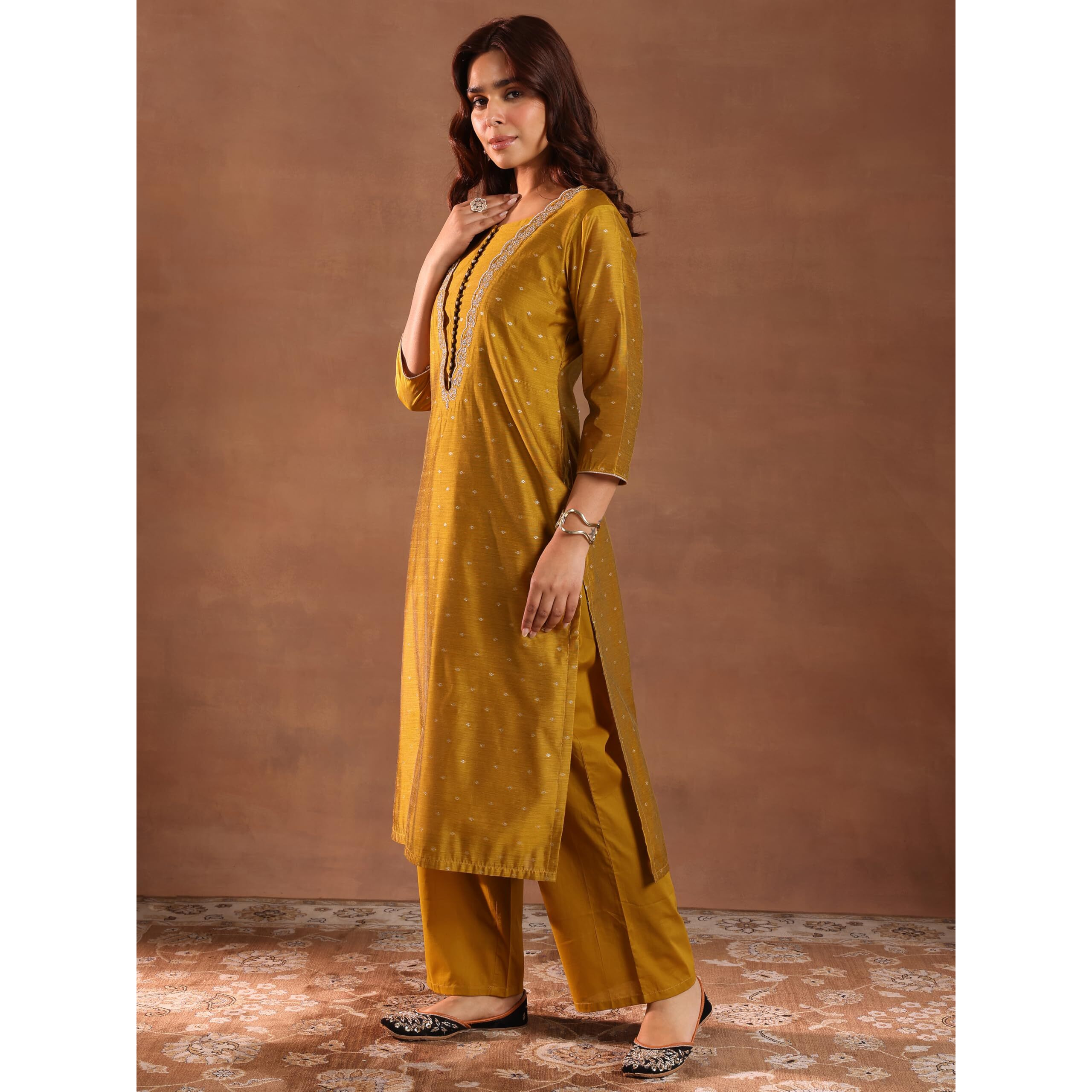 Libas Women's Chanderi Silk Kurta Set (49448