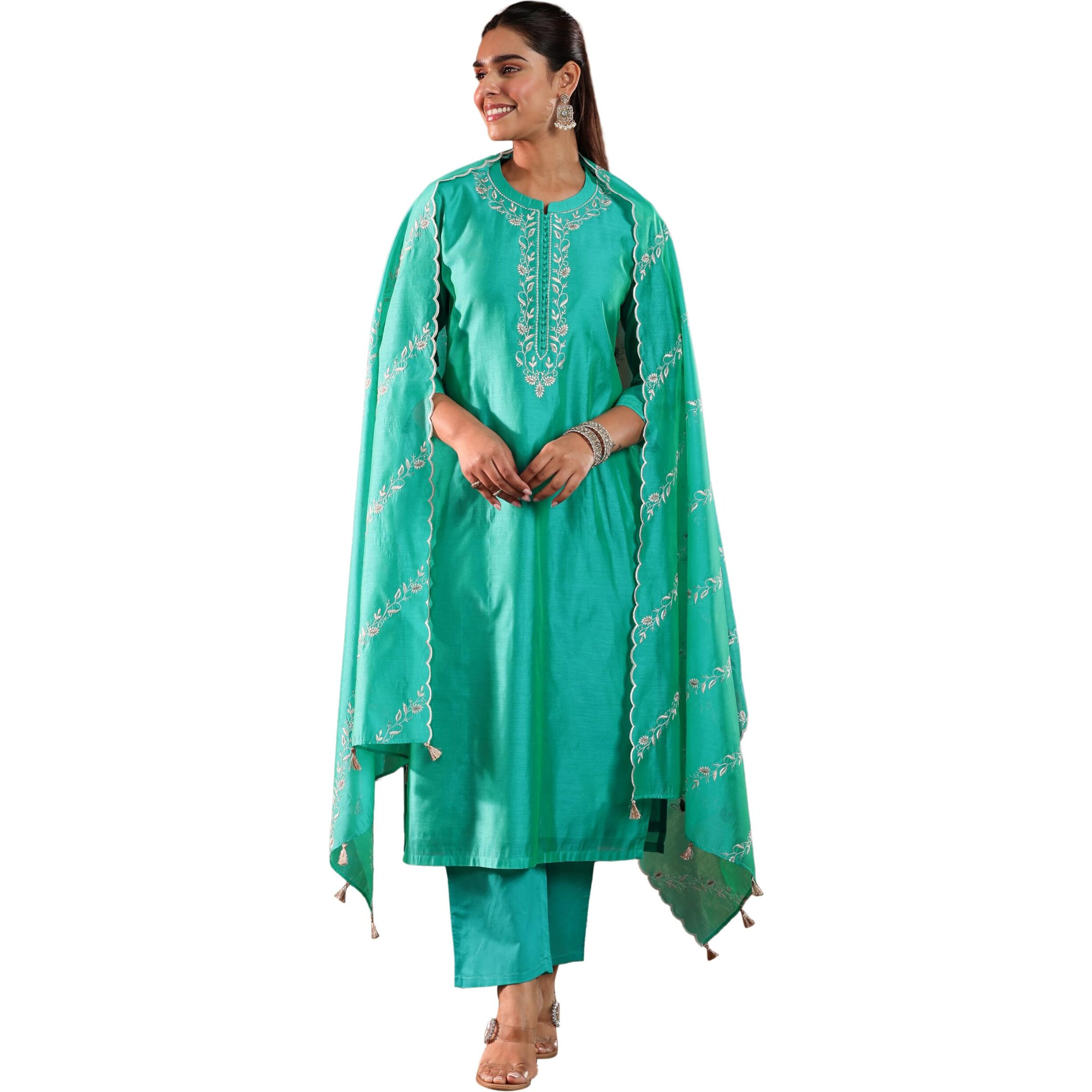 Libas Women's Chanderi Silk Kurta Set (49459