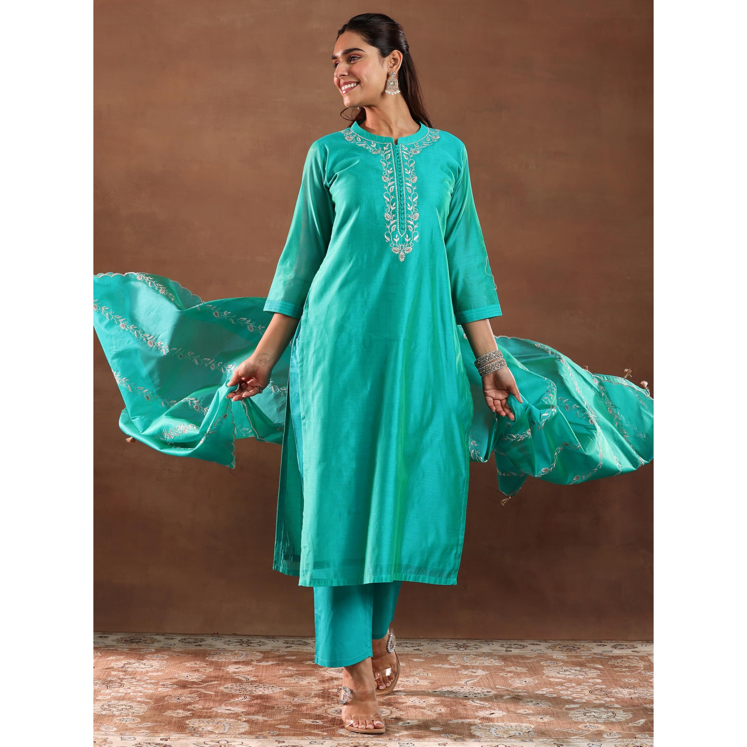 Libas Women's Chanderi Silk Kurta Set (49459