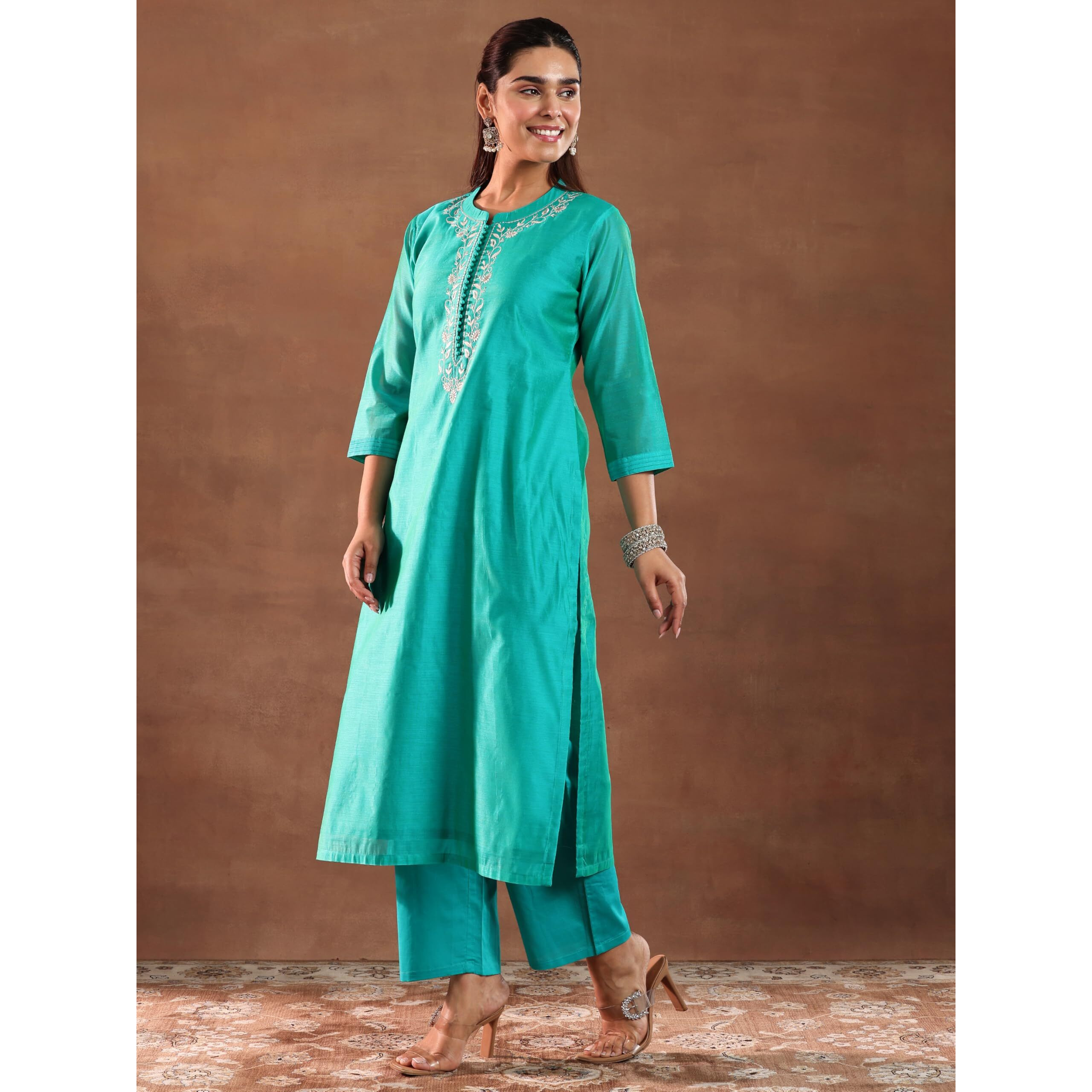 Libas Women's Chanderi Silk Kurta Set (49459