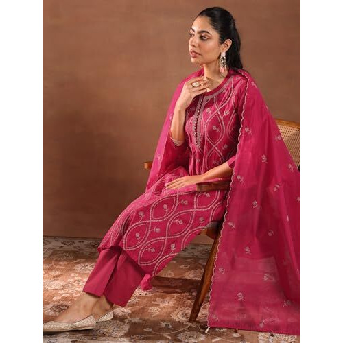 Libas Women's Chanderi Silk Kurta Set (49470
