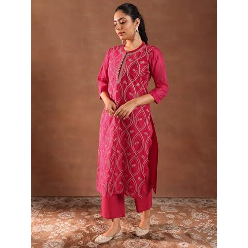 Libas Women's Chanderi Silk Kurta Set (49470