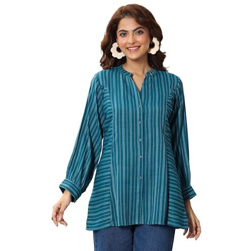 Libas Women's Cotton Blend Straight Kurtis (29356O_Teal_M)