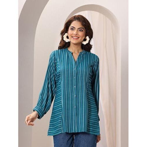 Libas Women's Cotton Blend Straight Kurtis (29356O_Teal_M)