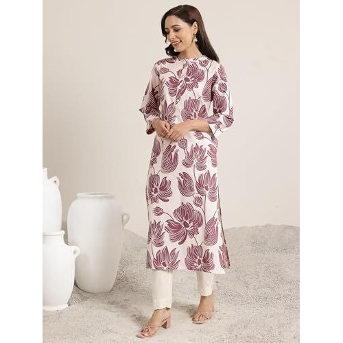 Libas Women's Cotton Kurta (29420O_Mauve_Xl)