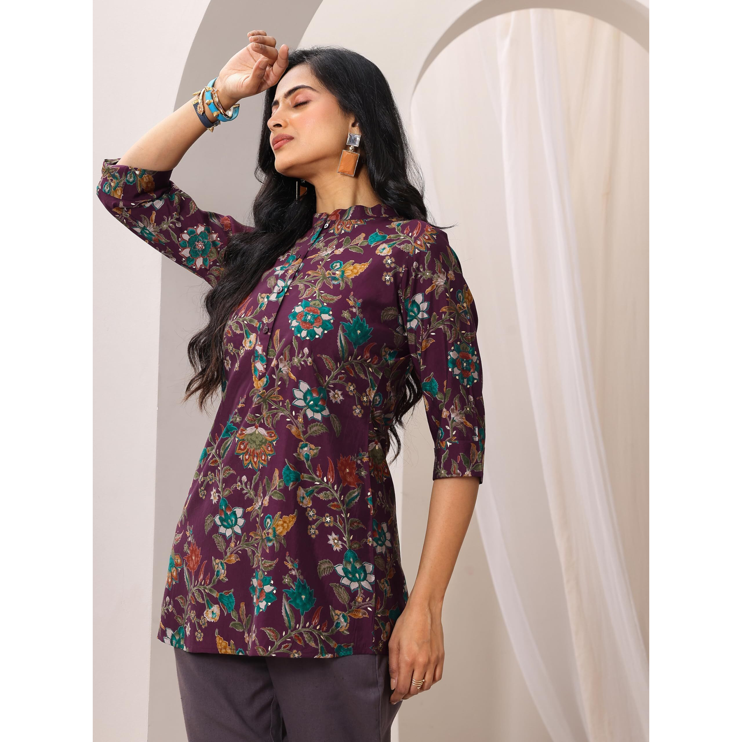Libas Women's Straight Kurtis (98007O_Burgundy L)