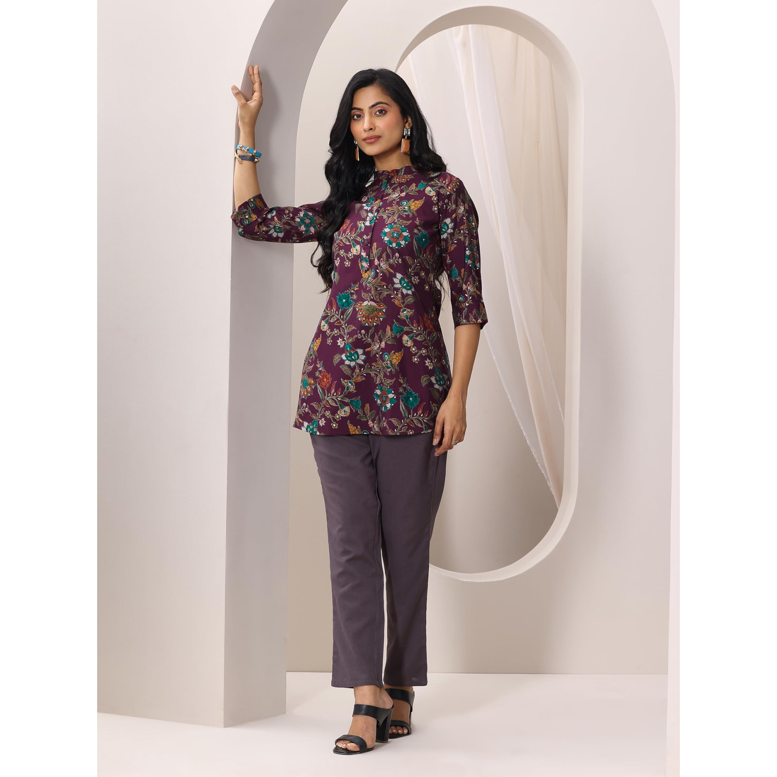 Libas Women's Straight Kurtis (98007O_Burgundy L)